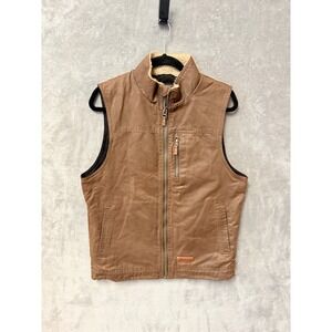 Rafter C Cowboy Collection Men's Brown Waxed Canvas Sherpa Lined Vest Size S